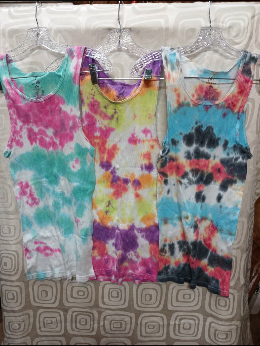 George Tie-Dye Ribbed Tank Tops - Pink, Teal, Yellow, Purple, Black